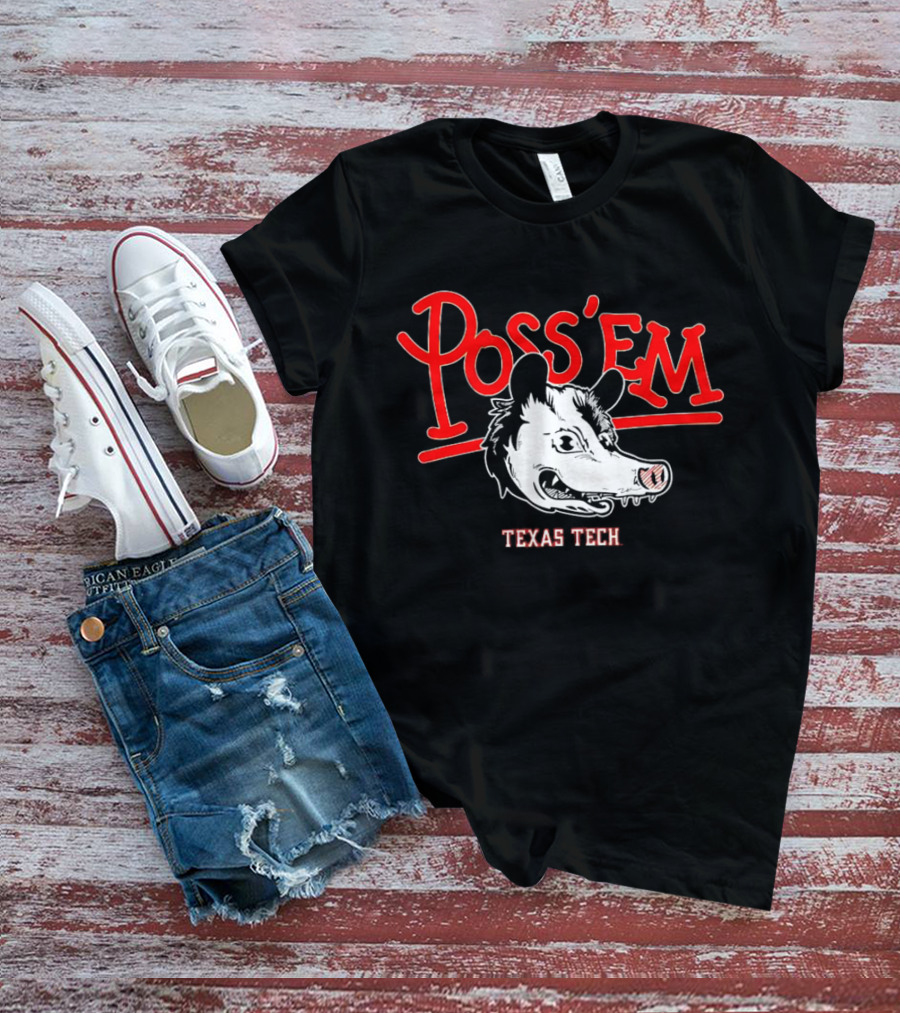 Poss’em Texas Tech Red Raiders Rally Possum Football T-Shirt