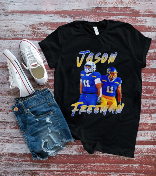Jason Freeman Football Gameday 11 Blue And Yellow Gear T-Shirt