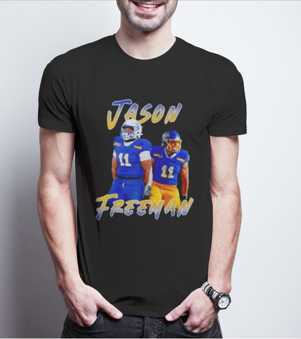 Jason Freeman Football Gameday 11 Blue And Yellow Gear T-Shirt