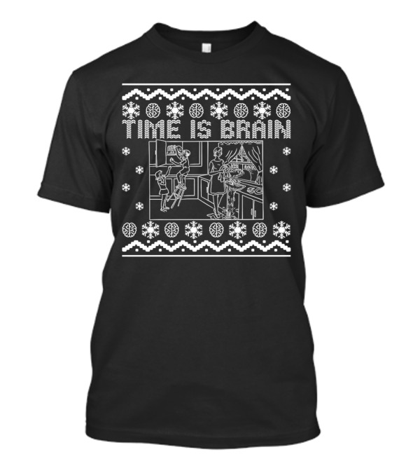 Time Is Brain Retro Kitchen Scene With Snowflake And Brain T-Shirt