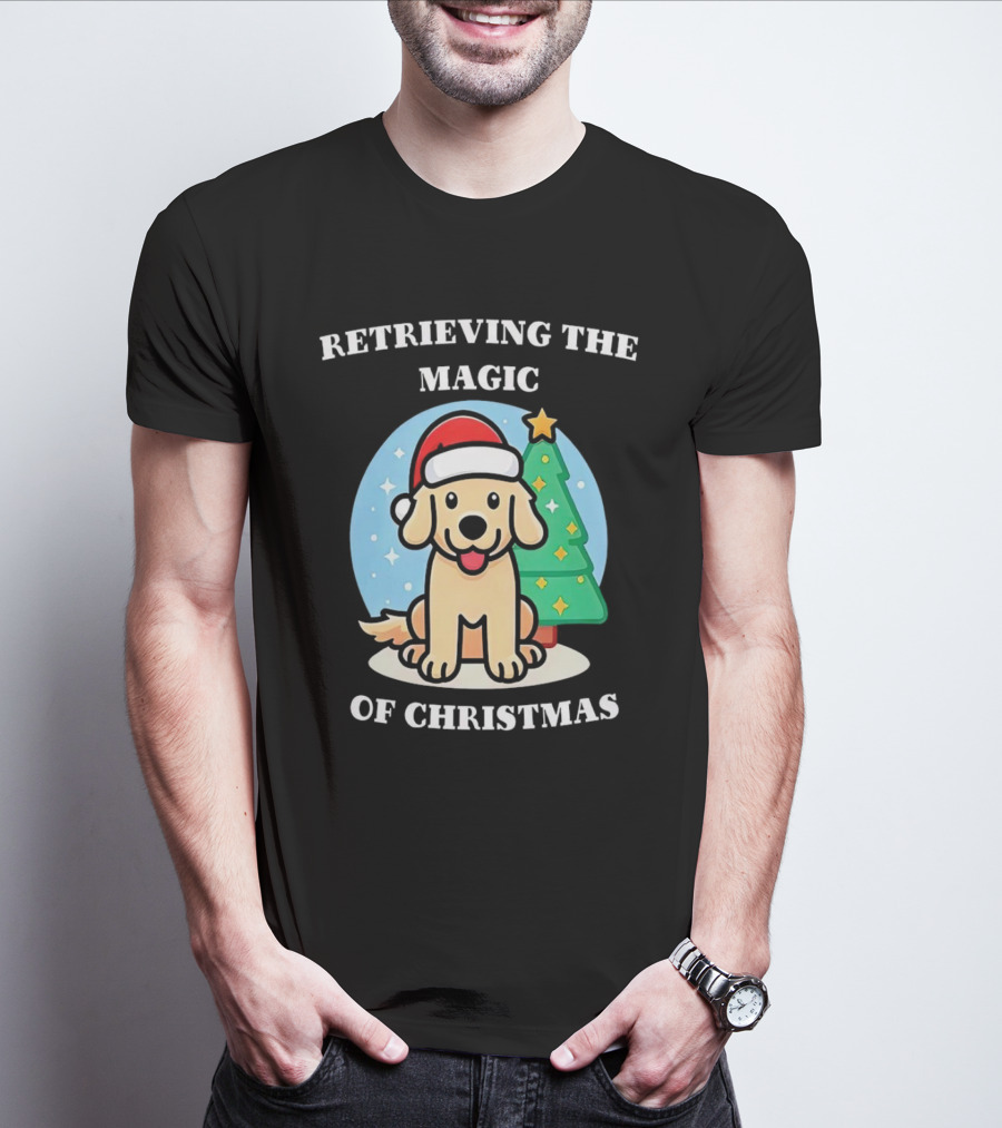 Retrieving The Magic Of Christmas With Santa Dog And Christmas Tree T-Shirt