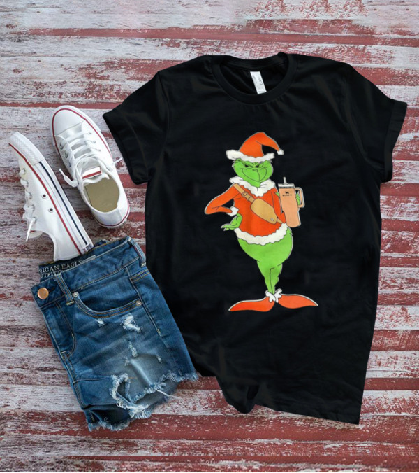 Grinch Santa Stanley Christmas Holiday Cheer Scene T-Shirt