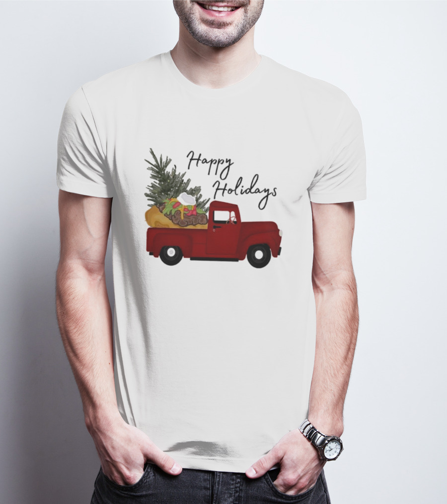 Happy Holidays Red Truck With Taco And Tree T-Shirt