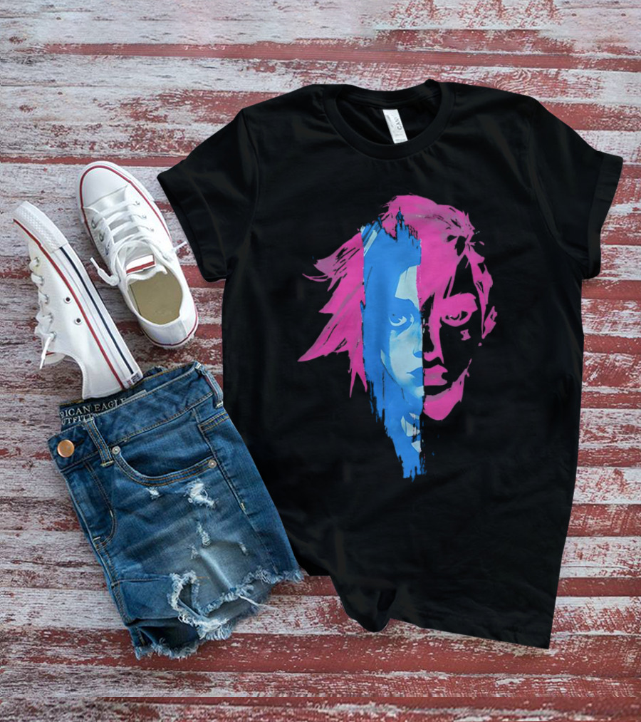 Arcane Vi And Jinx Split Face Blue And Pink T-Shirt