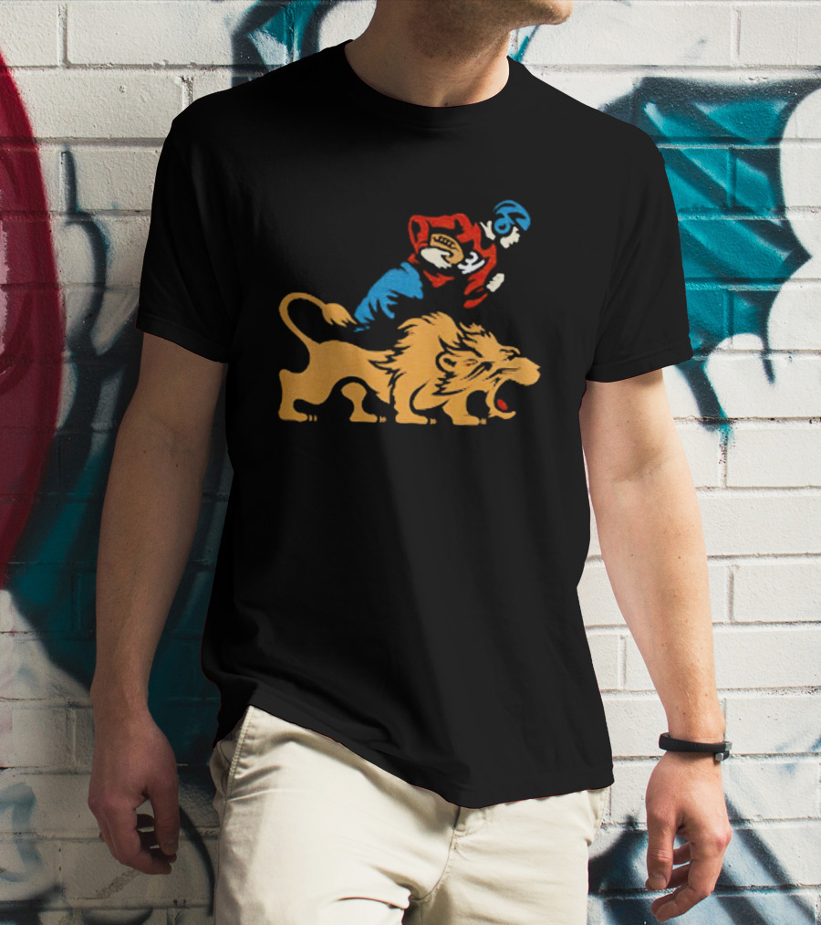 Detroit Lions Vintage Football Player And Lion Emblem This Story Is Just Beginning T-Shirt