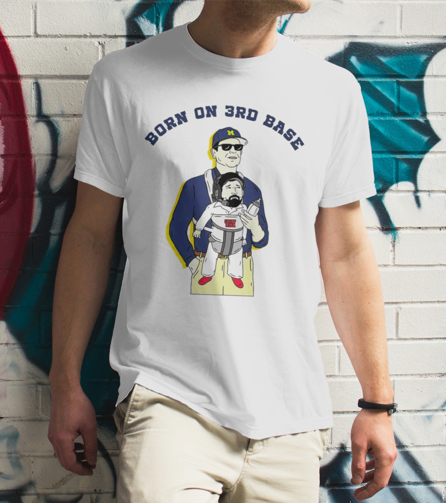 Born On 3rd Base Jim Harbaugh Michigan With Beard Baby T-Shirt