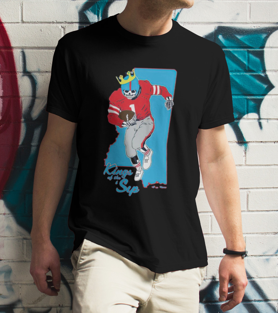 Kings Of The Sip Ole Miss Skeleton Football King T-Shirt