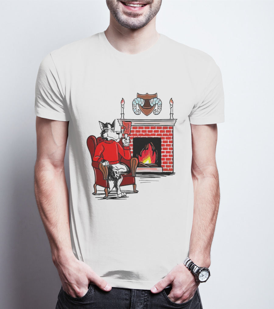NC State Wolfpack Cozy Fireplace Christmas Scene Sweater Wolf T-Shirt