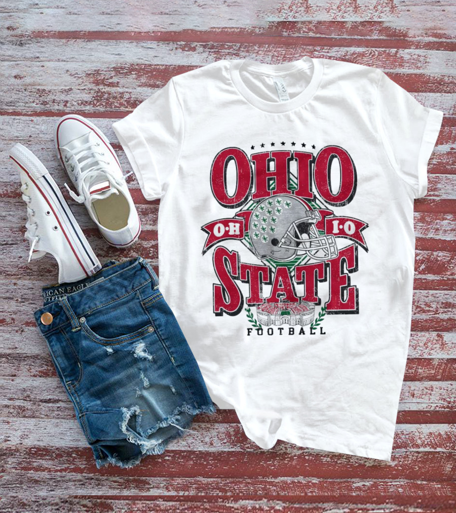 Ohio State Buckeyes Football Helmet Stadium Vintage T-Shirt