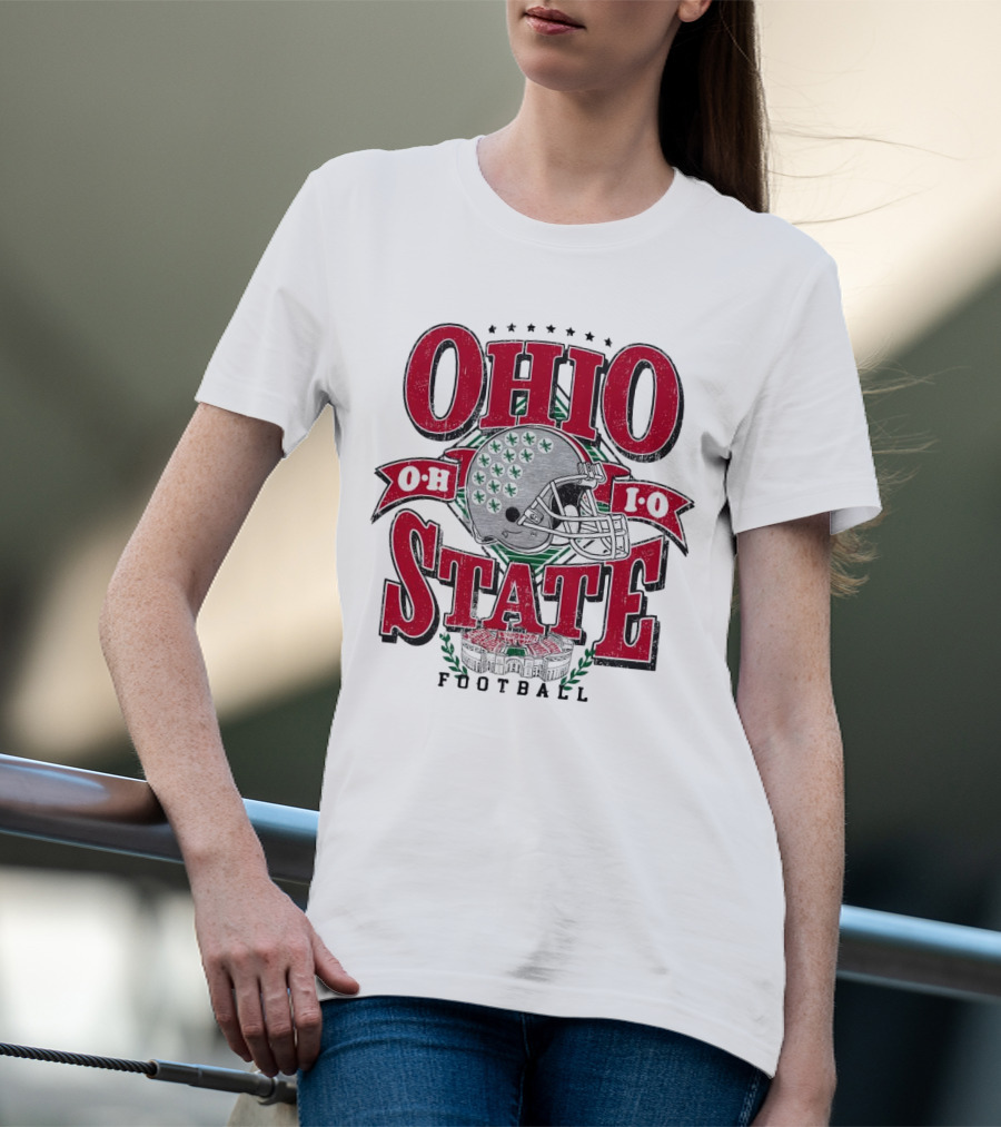 Ohio State Buckeyes Football Helmet Stadium Vintage T-Shirt