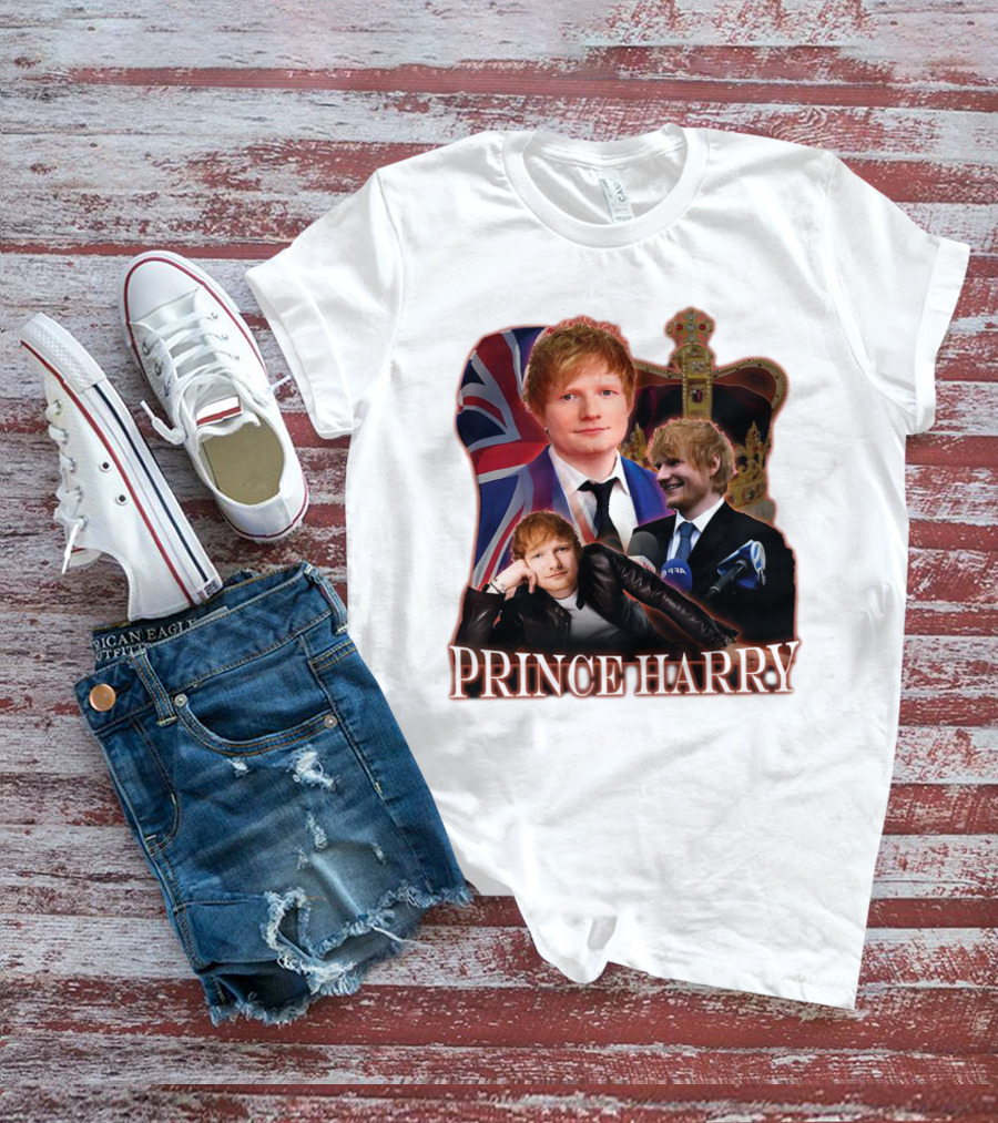 Prince Harry Ed Sheeran Union Jack Crown T-Shirt