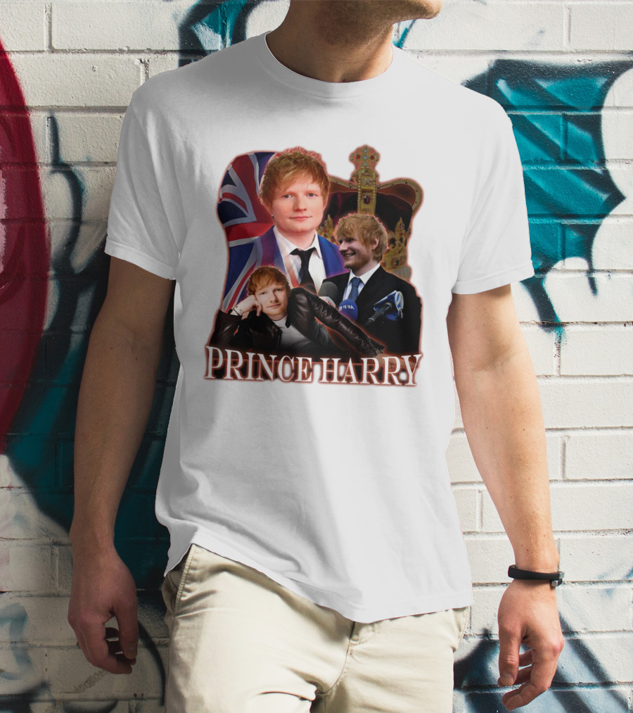 Prince Harry Ed Sheeran Union Jack Crown T-Shirt