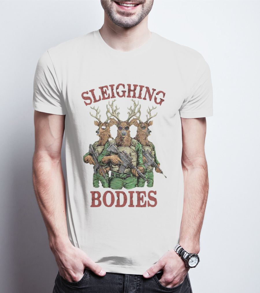 Sleighing Bodies Reindeer Soldiers T-Shirt