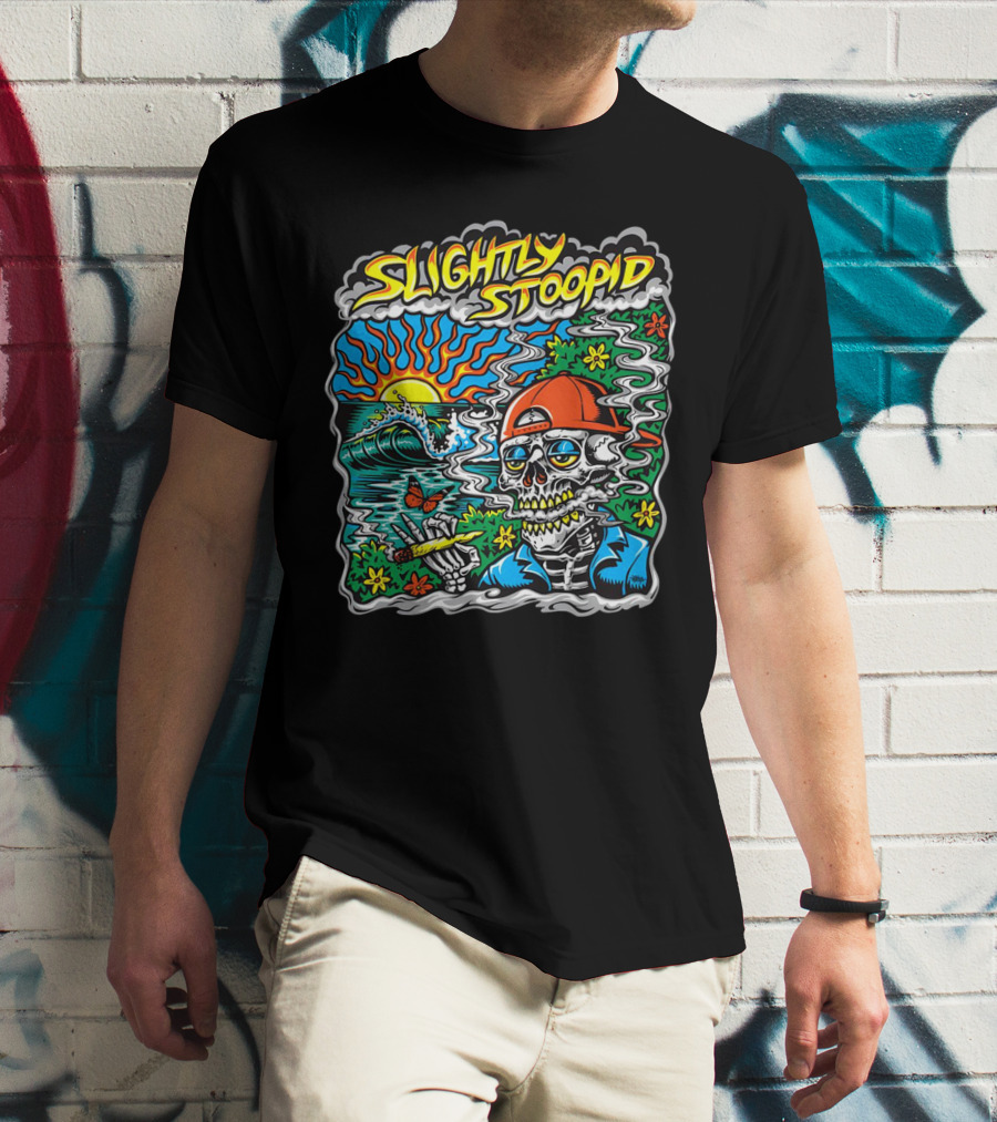 Slightly Stoopid Sun Surf Skeleton Smoke Wake And Bake T-Shirt