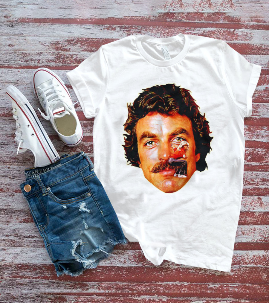 Tom Selleck Mustache Ride Head Portrait With Man T-Shirt