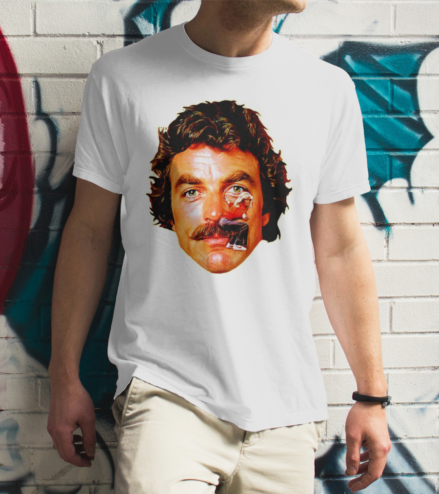 Tom Selleck Mustache Ride Head Portrait With Man T-Shirt