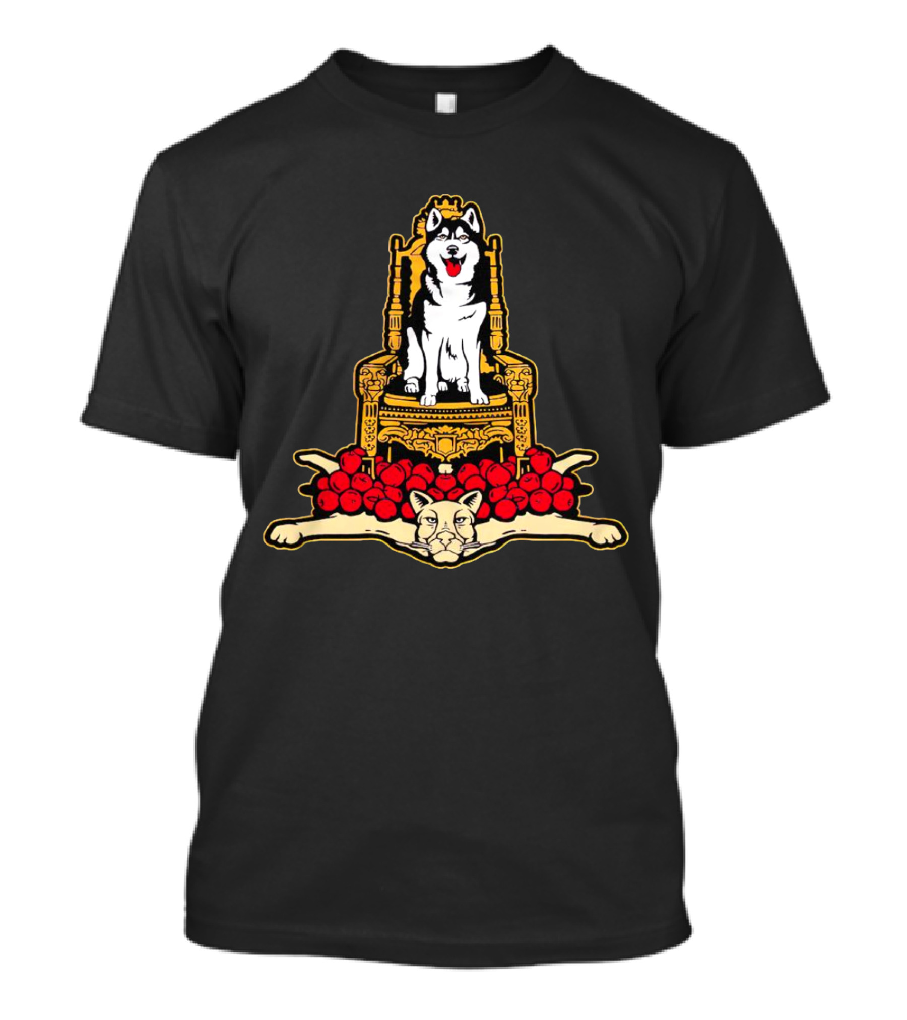 Washington Huskies King Of The Apple Throne With Cougar Rug T-Shirt