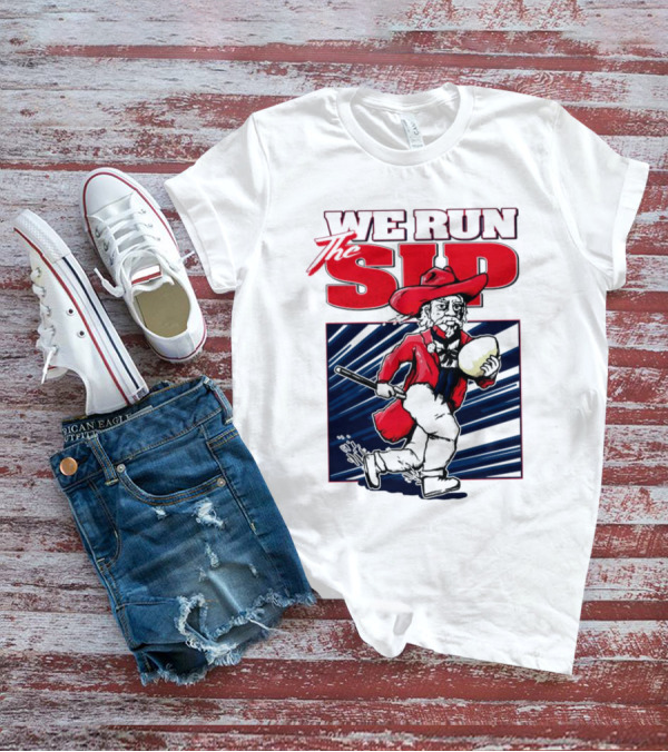 We Run The Sip Ole Miss Rebels Football Mascot Running With Ball T-Shirt