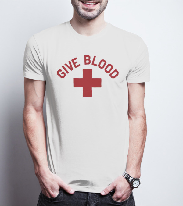 Give Blood Red Cross Text Red T-Shirt