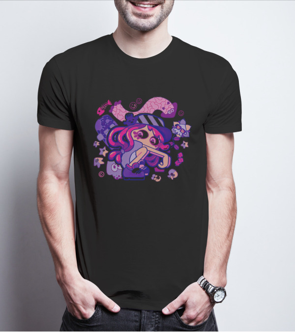 Hotlantis Harmony Splatoon Character Surrounded By Artistic Marine Elements T-Shirt