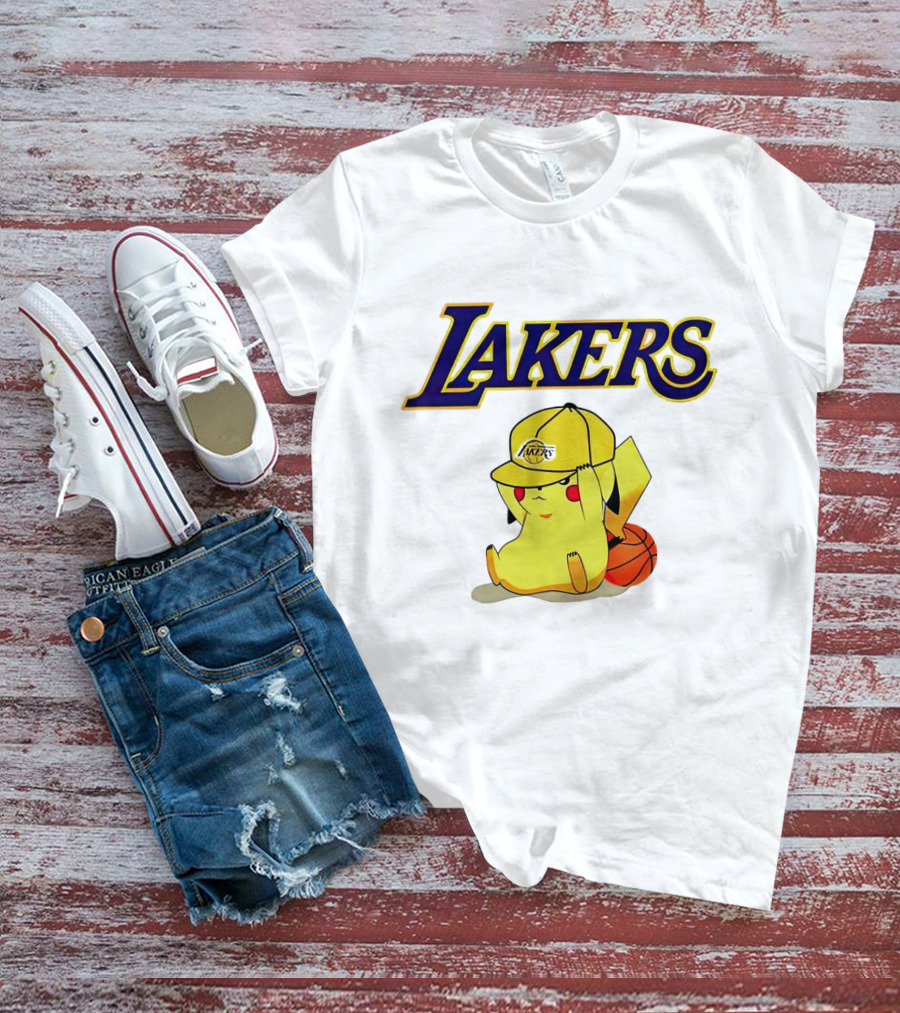 Lakers Pikachu Basketball Hat T-Shirt