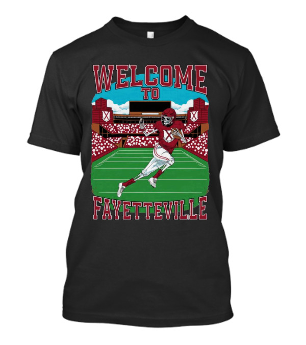 WELCOME TO FAYETTEVILLE FOOTBALL SKELETON STADIUM SCENE T-Shirt