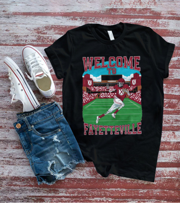 WELCOME TO FAYETTEVILLE FOOTBALL SKELETON STADIUM SCENE T-Shirt