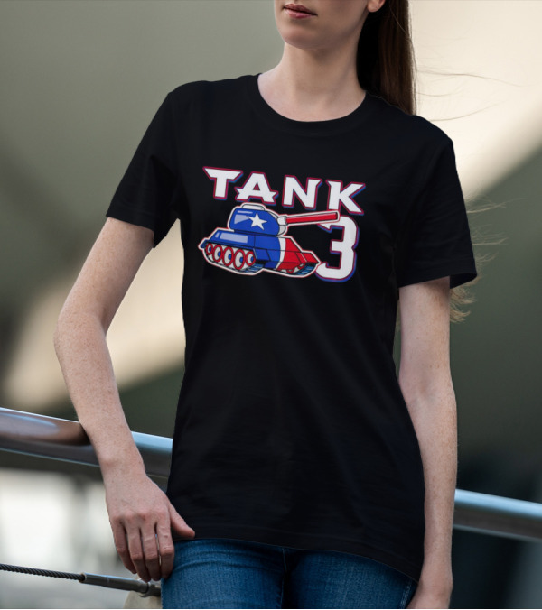 Texas Rangers Tank 3 Patriotic Flag Colors T-Shirt