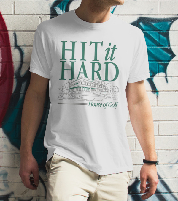Hit It Hard House Of Golf Sports Building Outline T-Shirt