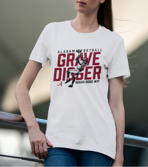 Alabama Football Isaiah Bond #17 Grave Digger Crimson Tide T-Shirt