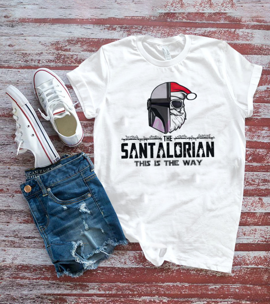 The Santalorian This Is The Way Santa Claus Christmas Helmet Santa Hat T-Shirt