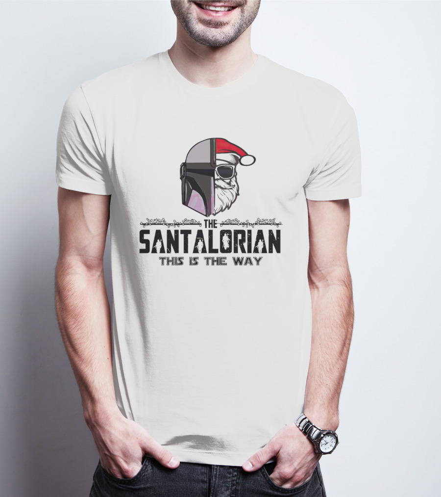 The Santalorian This Is The Way Santa Claus Christmas Helmet Santa Hat T-Shirt