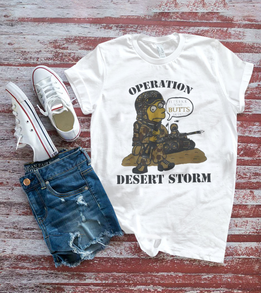 Operation Desert Storm Bart Simpson Let's Kick Butts T-Shirt