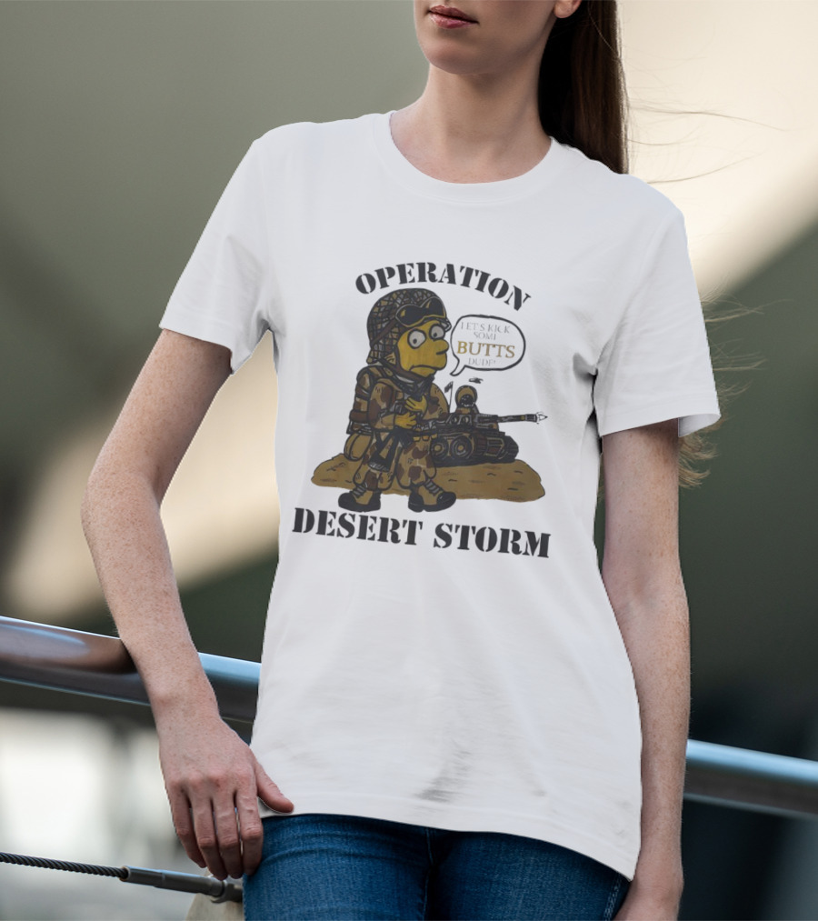 Operation Desert Storm Bart Simpson Let's Kick Butts T-Shirt