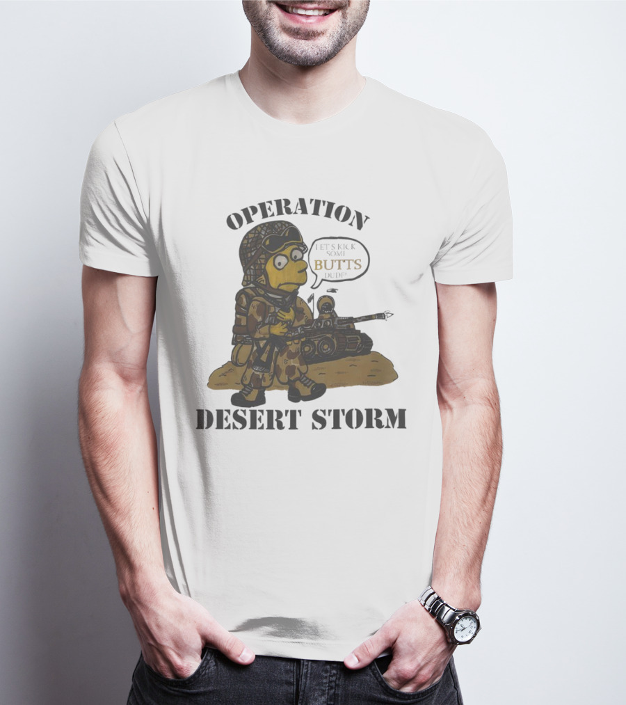 Operation Desert Storm Bart Simpson Let's Kick Butts T-Shirt