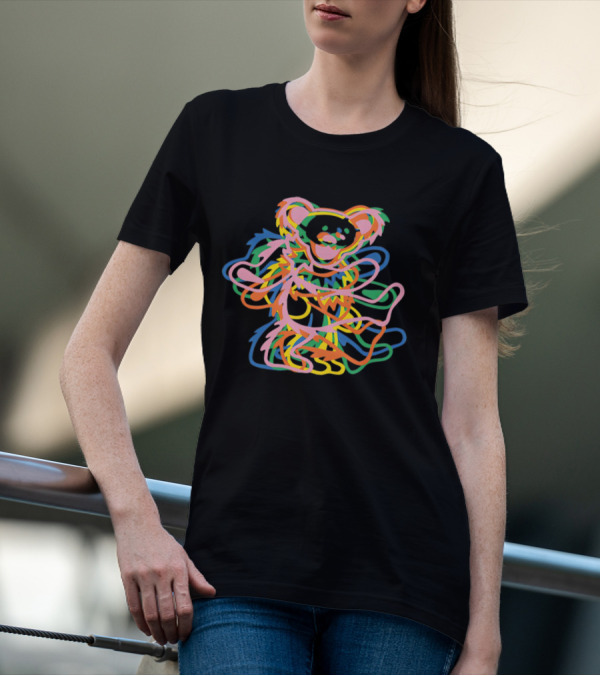 Grateful Dead Colorful Dancing Bear Icon Multicolor Overlay T-Shirt