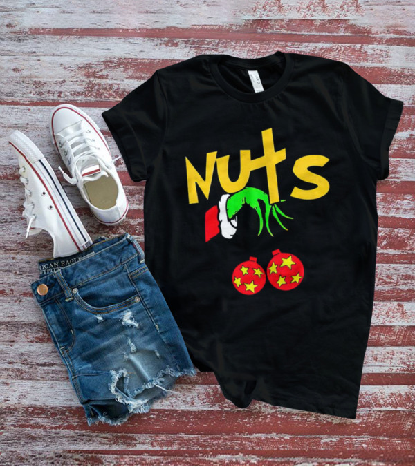 Grinch Nuts Bauble Christmas Santa Hat Holiday Humor T-Shirt