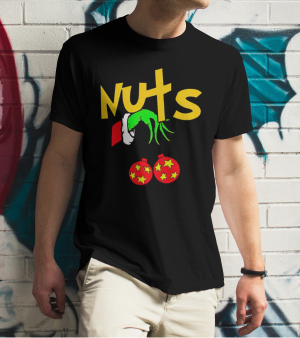 Grinch Nuts Bauble Christmas Santa Hat Holiday Humor T-Shirt