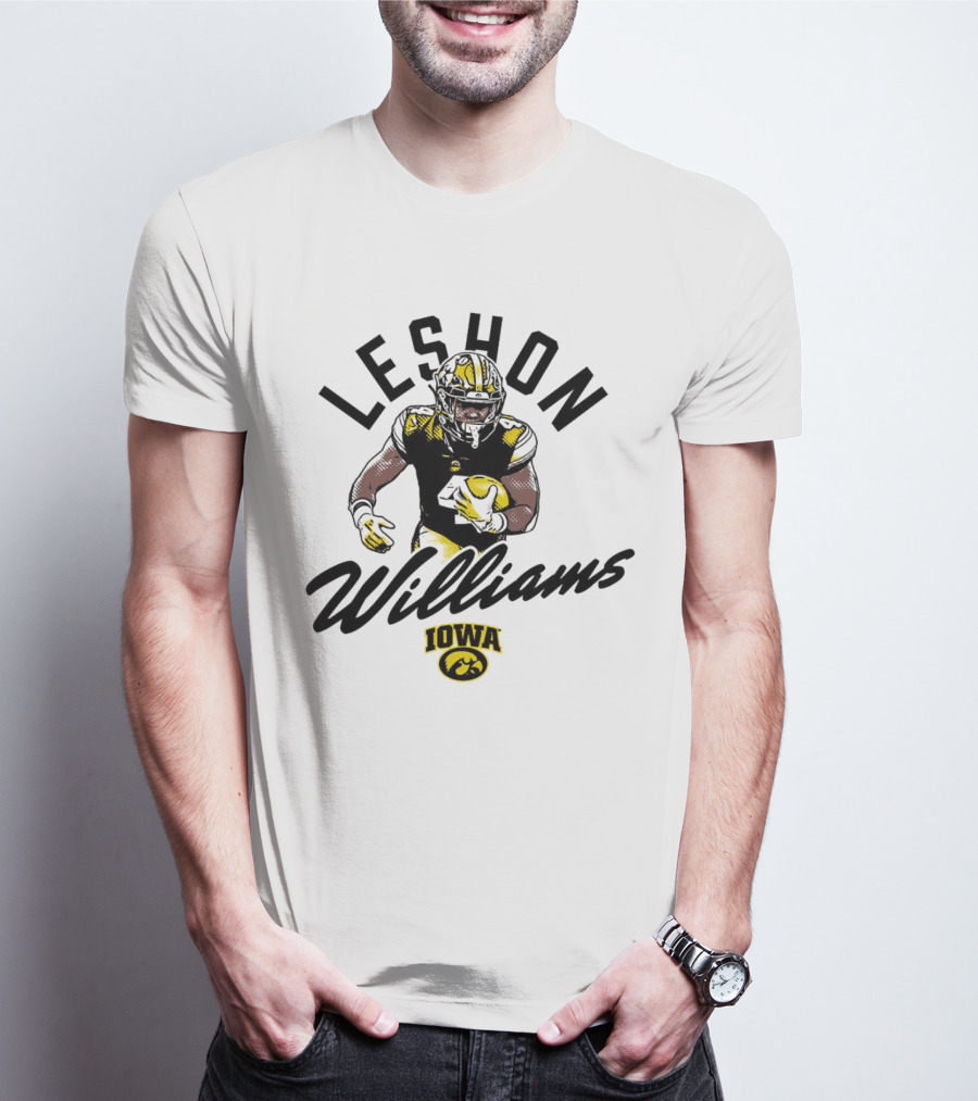 Leshon Williams Iowa Football Hawkeyes Cartoon Football Player T-Shirt