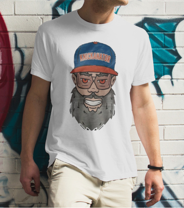 Nickanator New York Knicks Beard Hat Face T-Shirt
