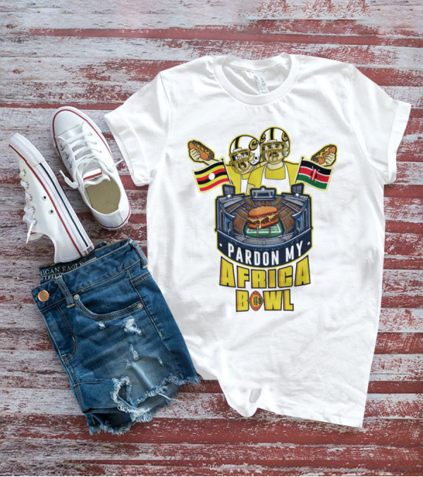 Pardon My Africa Bowl Football Players Burger Stadium Flags T-Shirt