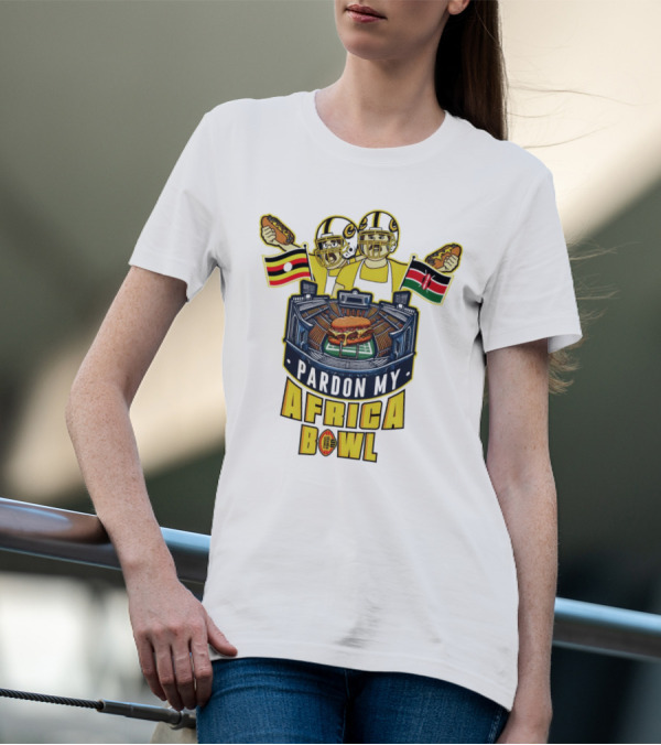 Pardon My Africa Bowl Football Players Burger Stadium Flags T-Shirt