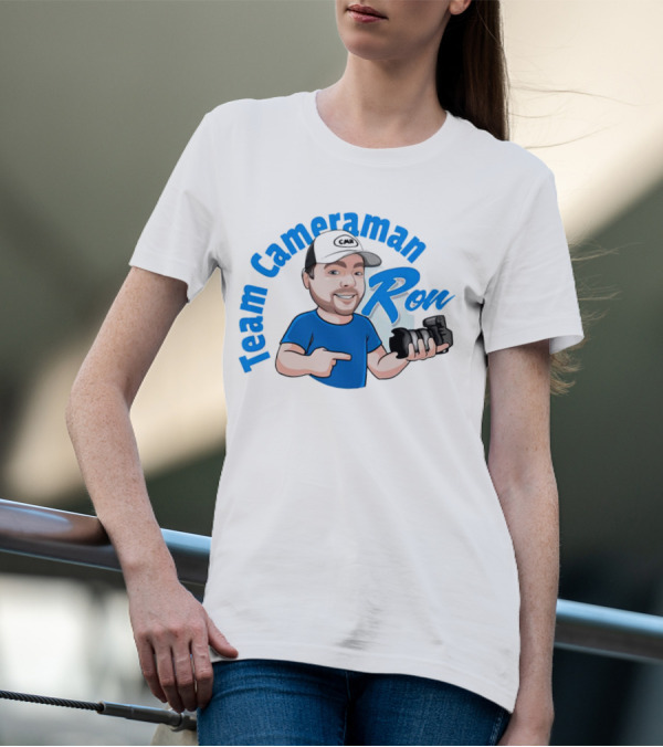 Team Cameraman Ron Cartoon Character Holding Camera T-Shirt