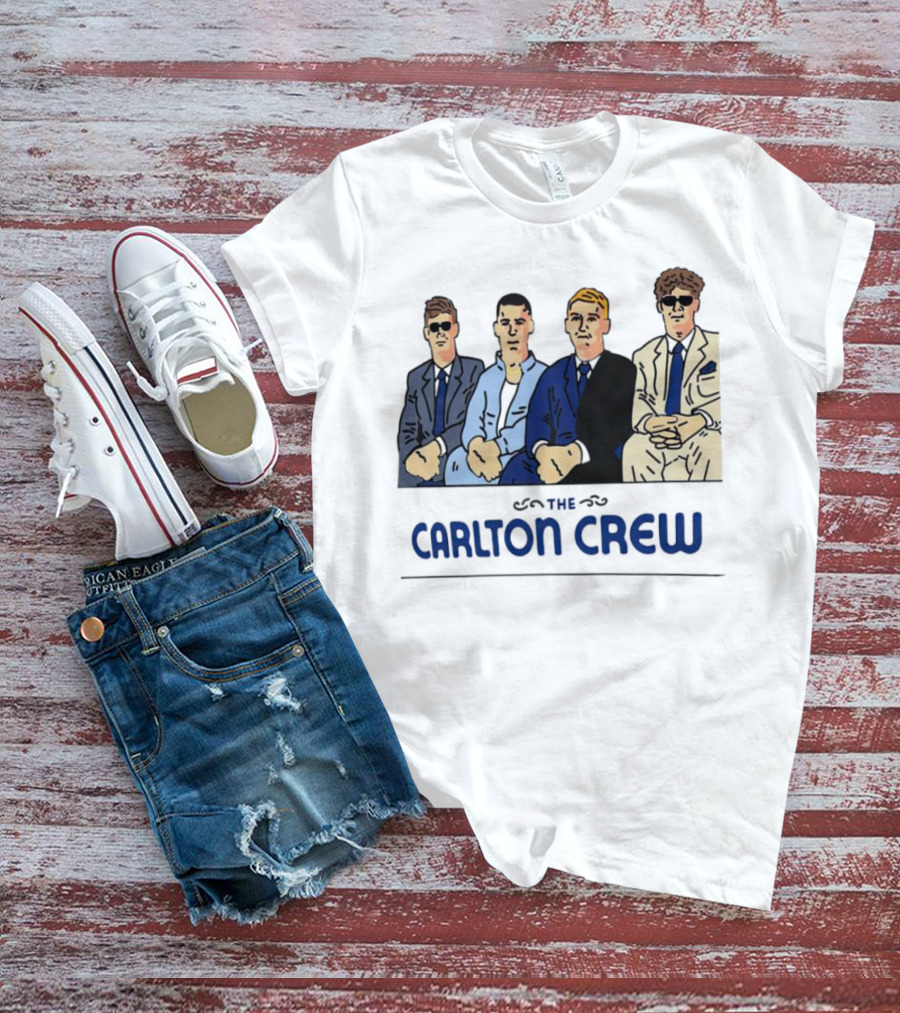 Carlton Crew Cartoon Characters In Suits And Sunglasses T-Shirt