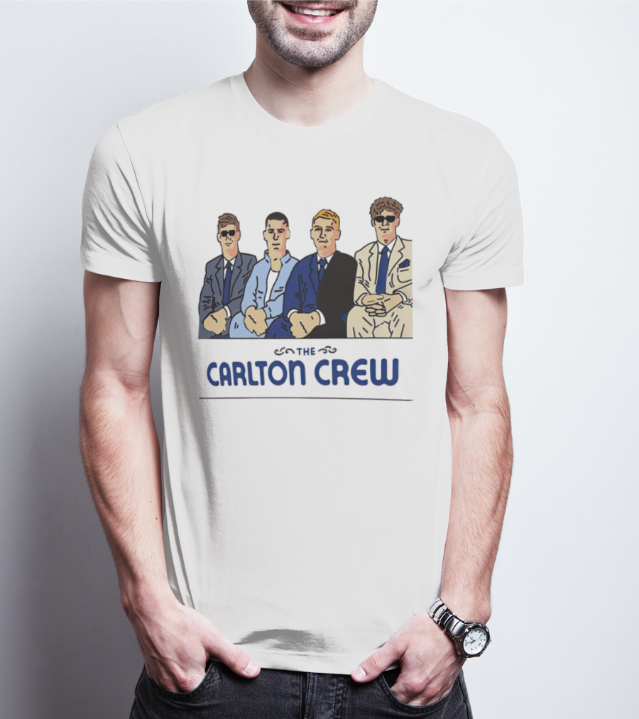 Carlton Crew Cartoon Characters In Suits And Sunglasses T-Shirt