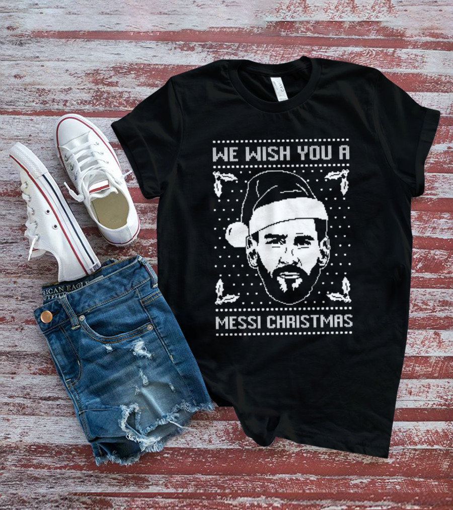 We Wish You A Messi Christmas Santa Hat Hollys T-Shirt