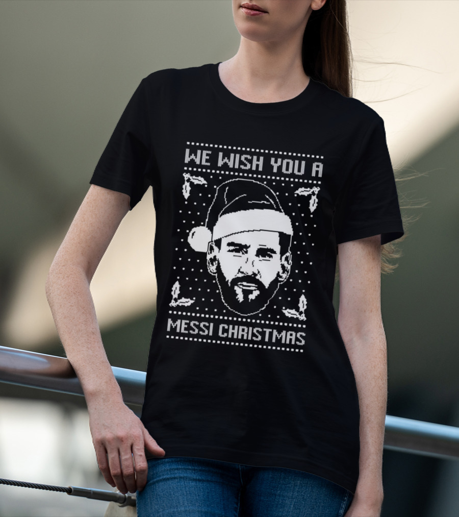 We Wish You A Messi Christmas Santa Hat Hollys T-Shirt