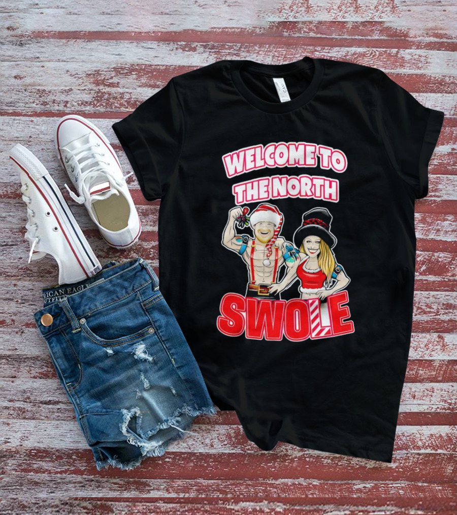 Welcome To The North Swole Christmas Santa And Elf Fitness Holiday Fun T-Shirt