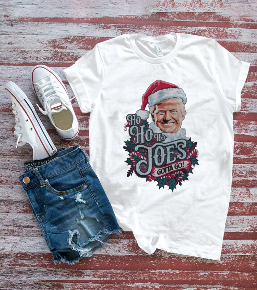Ho Ho Ho Joes Gotta Go Trump Christmas Santa Hat Candy Canes T-Shirt