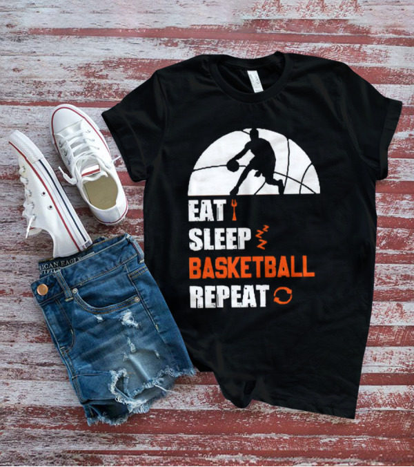 Eat Sleep Basketball Repeat Player Silhouette Ball T-Shirt